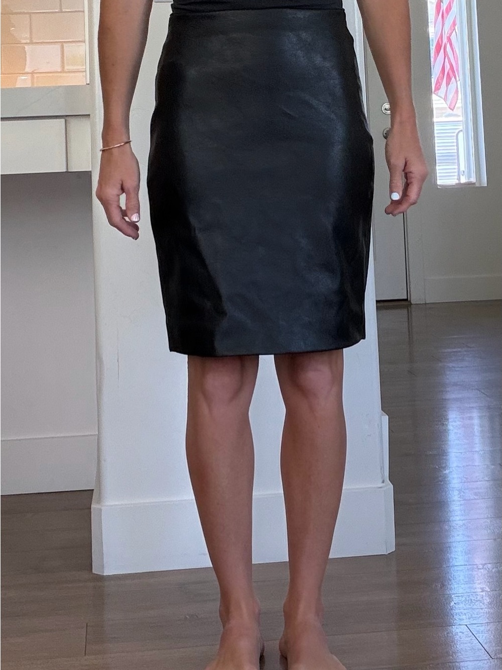 J. Crew Black Leather Pencil Skirt